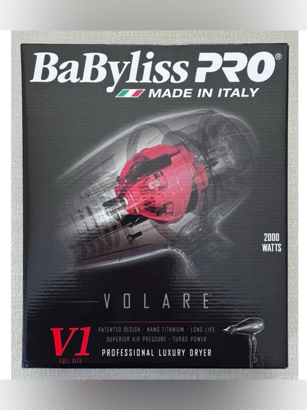 BaBylissPRO Volare V1 Hair Dryer - Black & Red Accents
